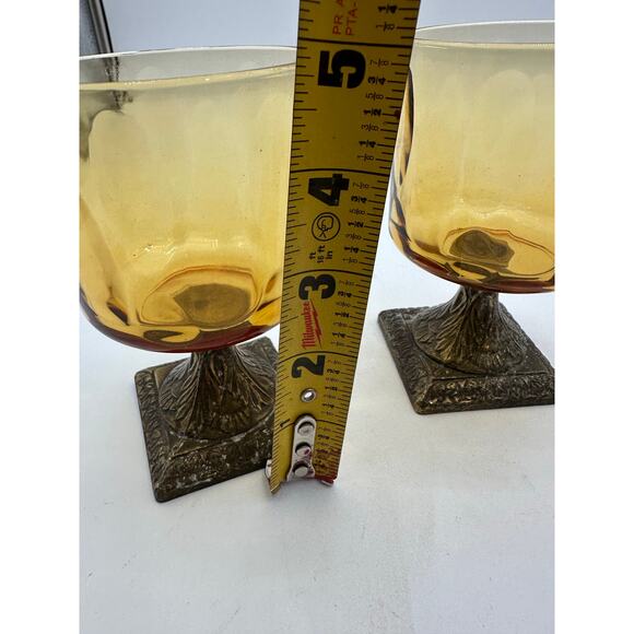 VTG Patina table votive candle set glass Thanksgiving Holiday party yellow amber - Picture 7 of 9